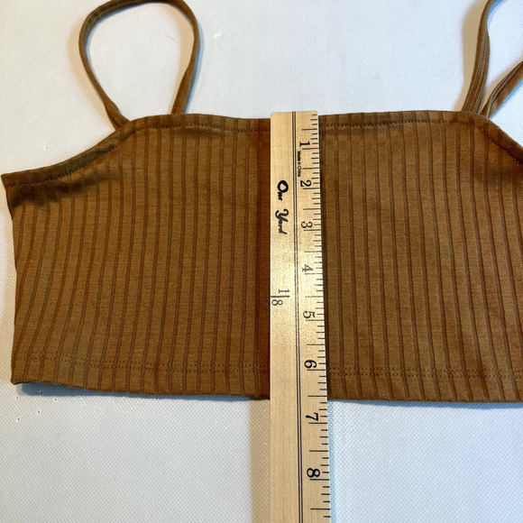 VERO‎ MODA Womens Lucy Rib Crop Top Tobacco Brown size Small - Picture 8 of 10